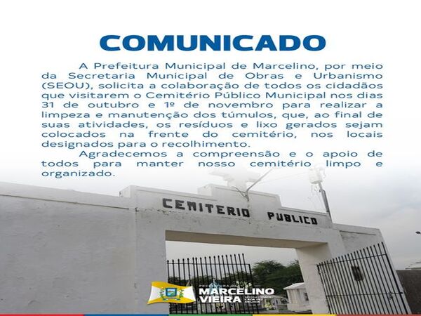 COMUNICADO - CEMITÉRIO PÚBLICO.