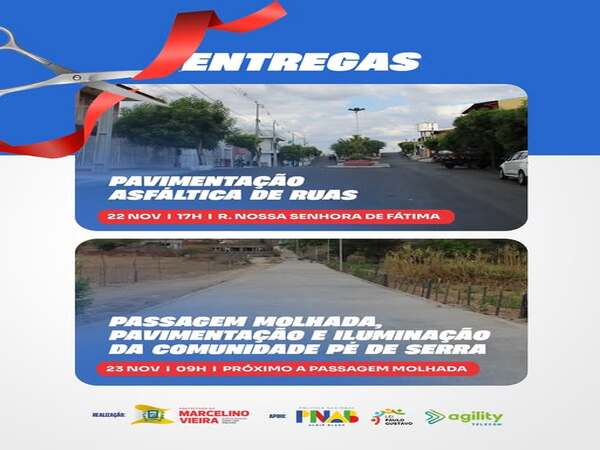 ENTREGAS DAS RUAS PAVIMENTADAS E PASSAGEM MOLHADA COMUNIDADE PÉ DE SERRA.